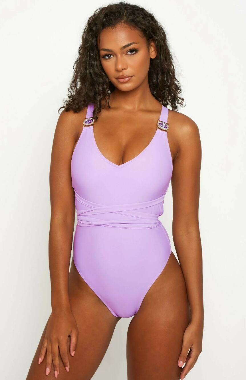 Moda Minx Amour Multiway Swimsuit Lilac Womens New One Piece Medium